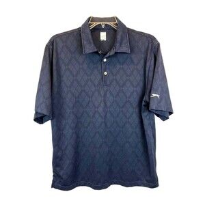 Slazenger Shirt  Men's XL  Short Sleeve Golf Polo  Blue Tonal Argyle Pattern